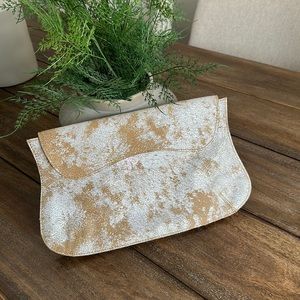 Miss Albright Leather Hide Magnetic Clutch Metallic Dot